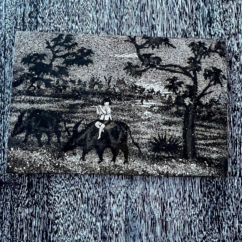 Vintage Vietnamese Black Lacquer art scene